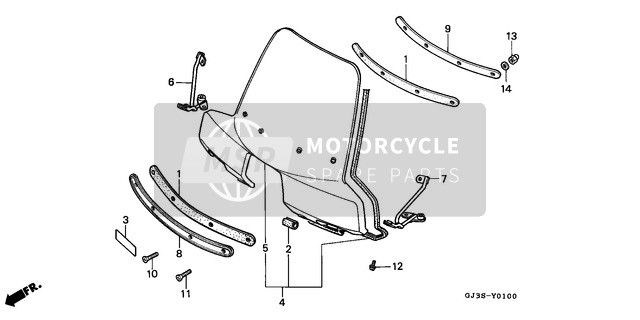 Honda SH50 1995 Pantalla de viento para un 1995 Honda SH50